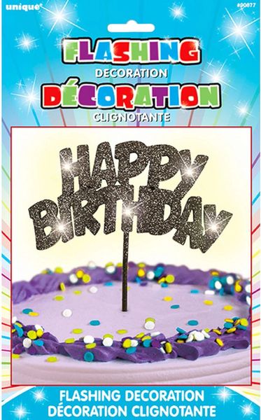*TWO! Black Glitter Flashing Birthday Cake Pick - Light Up Decoration, 7in - Clearance Sale
