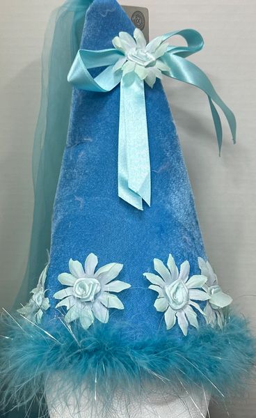 *Blue Princess Chapeau Hat, Fairy Tale Costume Accessory - Feathers, Flowers & Veil - After Halloween Sale