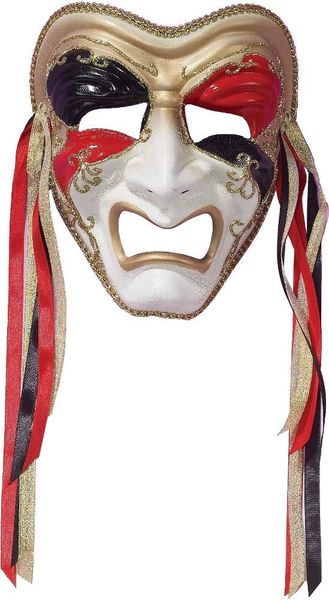 *Theatrical Tragedy Red Black Gold - Tragedy Mask - Masquerade, Actors Theater - Halloween Costumes