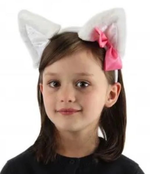 *Cute White Cat Ears Headband & Tail Kit - Halloween Costumes