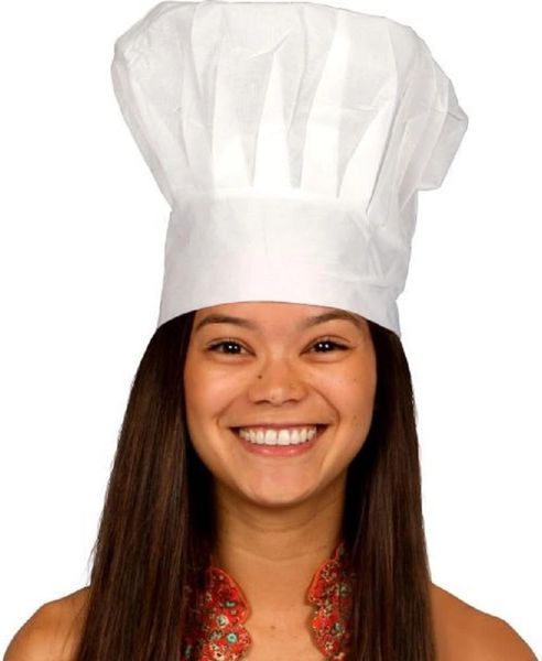 *White Chef Hat, Unisex -Cook Costume Accessory - After Halloween Sale