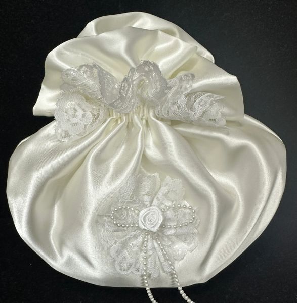 White Satin Wedding Bag Envelope Holder, 8in - Money Holder - Bridal Gifts