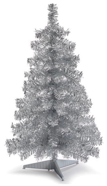 Silver Tinsel Christmas Tree, 3 Feet - Winter Decorations