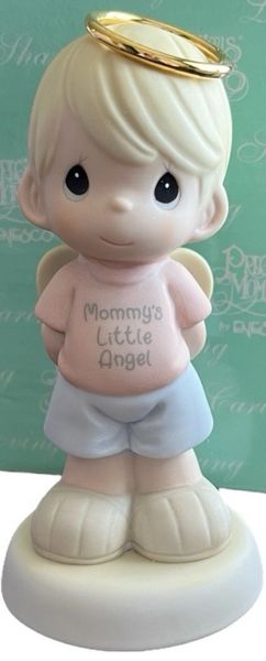 Rare Precious Moments Mommy's Little Angel Blonde Boy Figurine - Enesco 2002