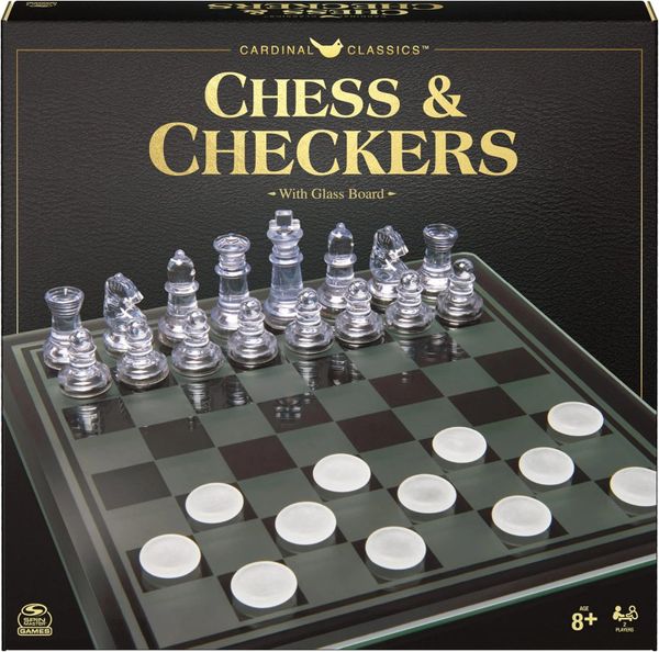 *Glass Chess and Checkers Set with Glass Gameboard