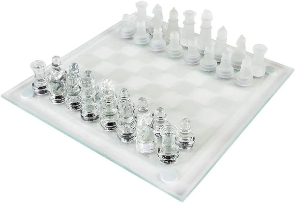 *Glass Chess and Checkers Set with Glass Gameboard