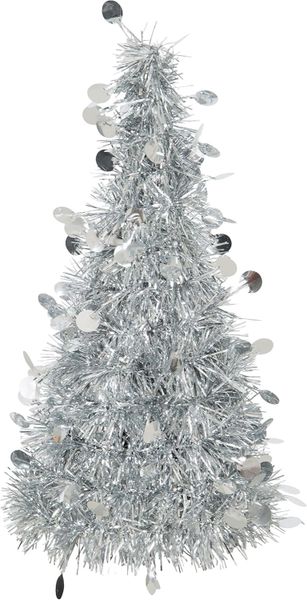 *Silver Tinsel Tree Table Centerpiece Decoration, 10in - Christmas Novelty