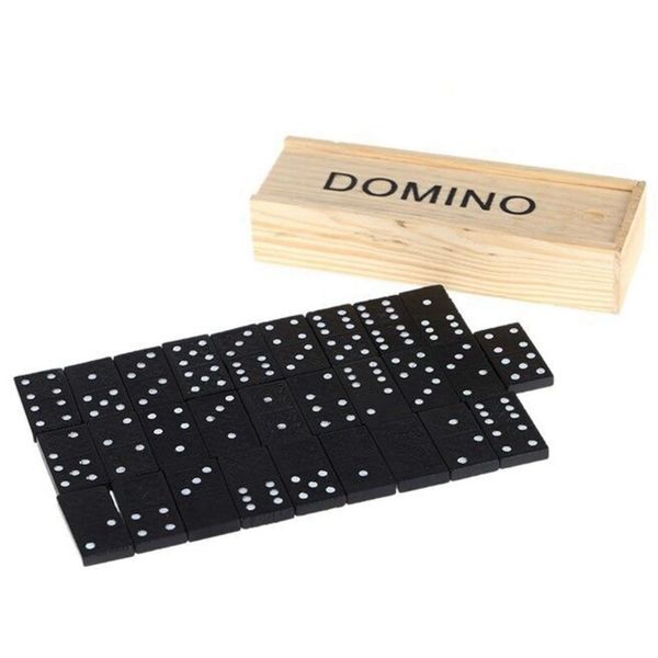 *Black Wooden Domino Game Set, 28cs - Family Game Night