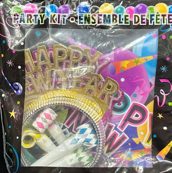 *Happy New Year Party Kit for 4 Hats, Tiaras, Necklaces, Blowouts - NYE - New Years Eve