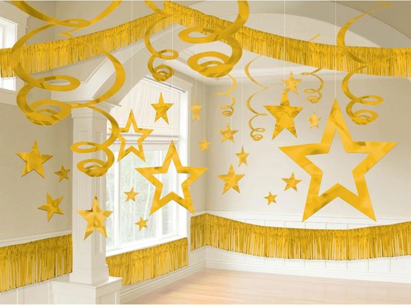 *Giant Gold Metallic Party Room Decorating Kit - 28pcs - NYE - Graduation - Congrats!