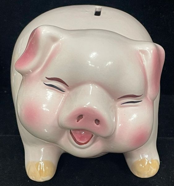 Big Cute Pink Ceramic Piggy Bank, 12in - Novelty Gifts