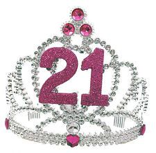 21st Birthday Tiara, Silver, Pink