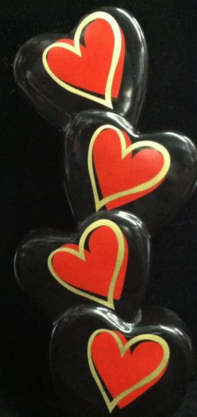 Rare Stacked Hearts Vase - Decorative, Black, Red - 8.5in - Love Gifts - Valentine Gifts