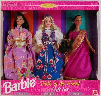 DOLL SALE - Rare Dolls of the World Barbie Gift Set 3 Dolls, Japan, Norway, India, 1995