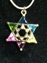 * Colorful Crystal Star of David Charm & Necklace - Costume Jewelry - Judaica