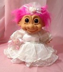 *Rare Vintage Bride Troll Doll with Veil, 8in - Bridal Gifts - by Russ Berrie