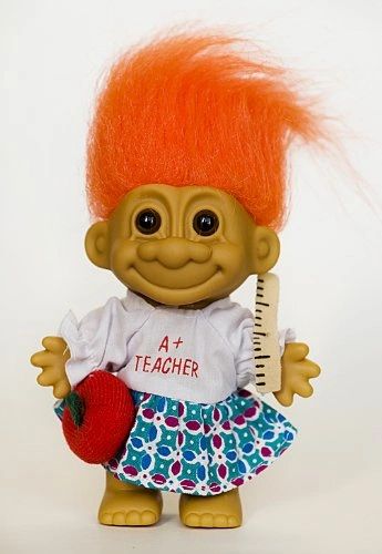 SALE - Teacher Gifts: Rare A+ Teacher Troll Doll, Orange Hair, 6in, by Russ Berrie