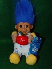 *Rare Soft Troll I Love My Teacher with Blue Hair, 7in - by Russ Berrie - Teacher Gifts