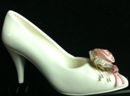 *Vintage White High Heel Shoe, 8in, By Enesco - 1985 - Mom Gifts - Bridal