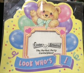BOGO SALE - You're 1 Have Fun, 1st Birthday Teddy Bear Picture Frame, Party Table Decorations -"Look Who's 1!" - Clearance