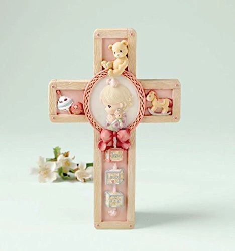 Rare Vintage Precious Moments Jesus Loves Me Porcelain Cross, 1999
