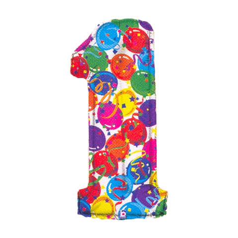 Rainbow Birthday Megaloon Number Shape Foil Balloons, 40in