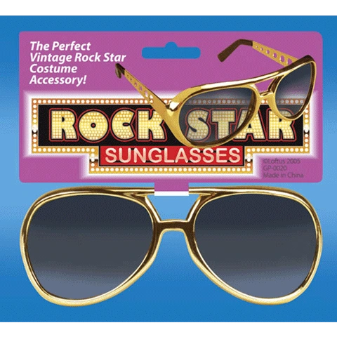 Gold Rock Star Sunglasses - Elvis - Gold Glasses - Purim - Halloween