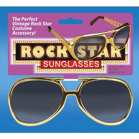 *Gold Rockstar Sunglasses - Elvis Gold Glasses - Halloween Spirit