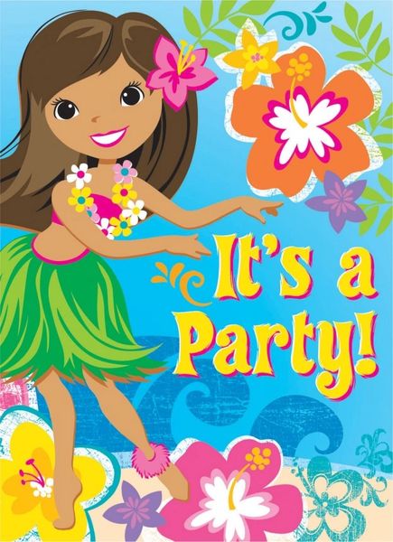 BOGO SALE - Luau Hula Party Invitations, 8ct - Hula Girl - Hawaiian Luau - Packaged