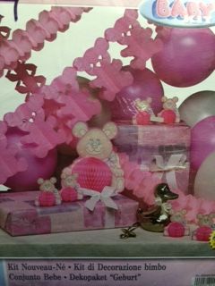 BOGO SALE - Pink Teddy Bear, Girl Baby Shower Garland Decoration Kit - 19pcs