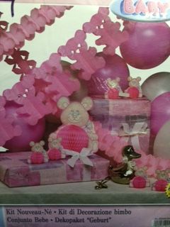 *Pink Teddy Bear, Baby Girl Party Garland Decoration Kit - 19pcs - First Birthday - Shower