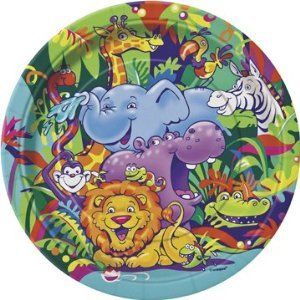 BOGO SALE - Jungle Safari Animal Party Cake Plates, 8ct - 7in