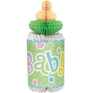 *Baby Shower Tissue Honeycomb Bottle Table Centerpiece Party Decorations, Polka Dots - 12in