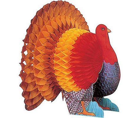 BOGO SALE - Thanksgiving Turkey Tissue Paper Honeycomb Table Centerpiece, 12in