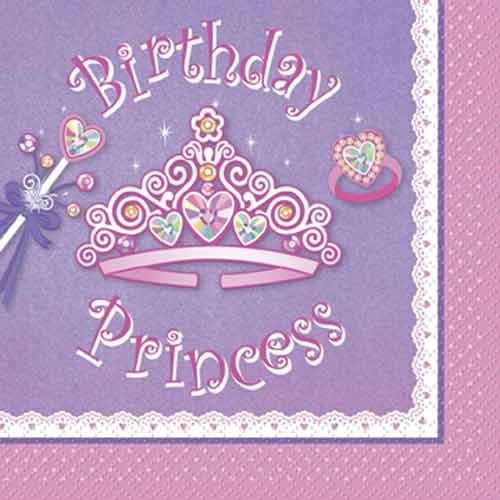 BOGO SALE - Pink Birthday Princess Beverage Napkins, 24ct - Tiara