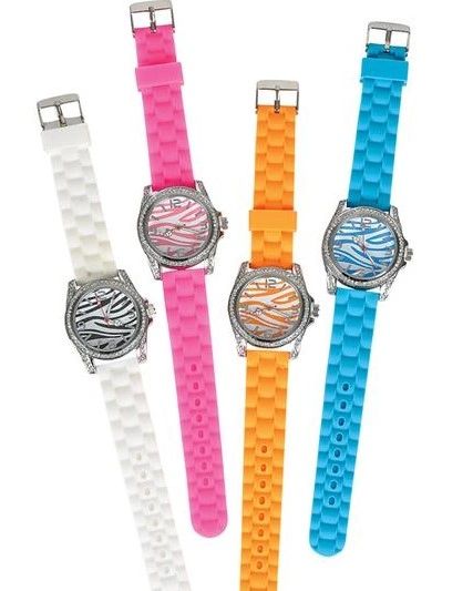 *Bright Color Watch with Rhinestone, Silicone Band - Mom Gifts - Mother's Day