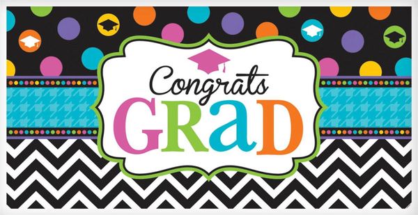 *Giant Graduation Wall Banner Decoration, Congrats Grad, 65x33in