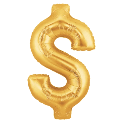 Gold Megaloon Dollar Sign Foil Shape Balloon, 40in