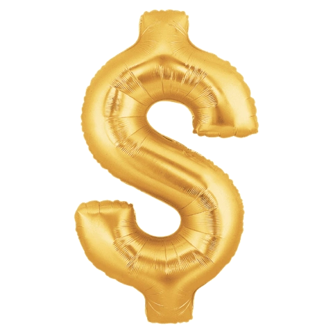 *Gold Megaloon Dollar Sign Foil Shape Balloon, 40in