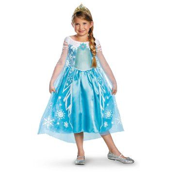 Light Up Disney Frozen Princess Elsa Girls Deluxe Costume Dress, Blue