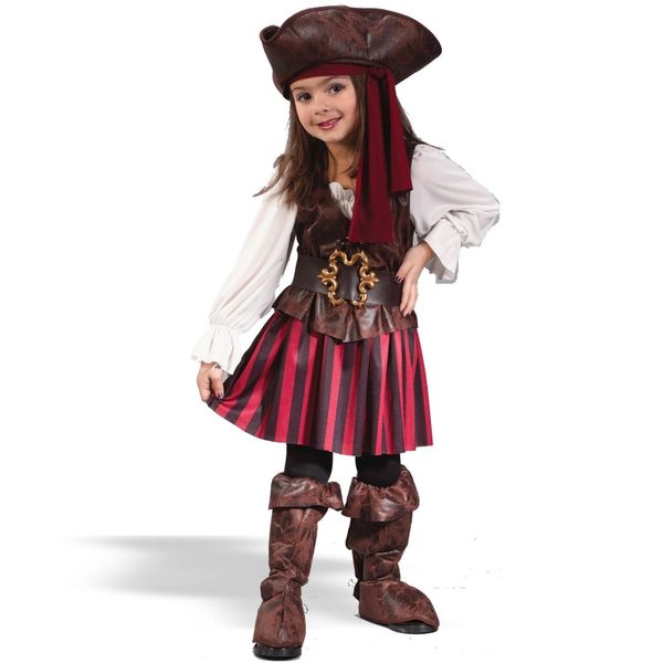 *High Seas Pirate Girl Buccaneer Dress Costume, Toddler 3T-4T - Halloween