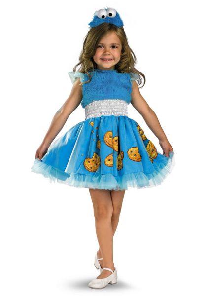 Sesame Street Deluxe Frilly Cookie Monster Costume - Girls Small - Halloween Spirit