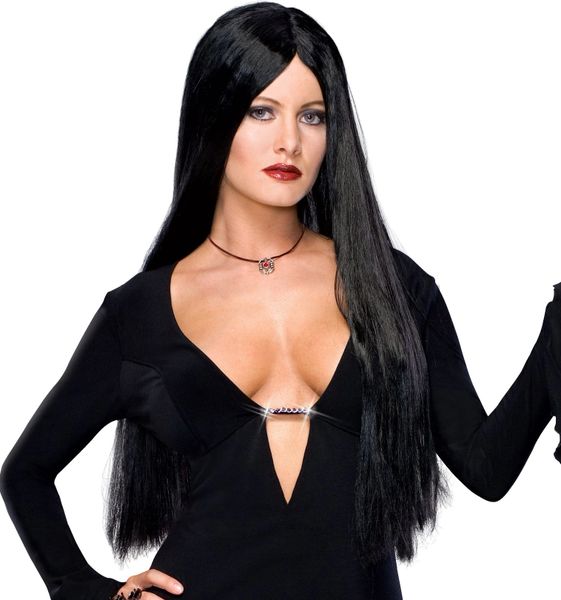 Morticia Addams Long Black Wig - Halloween Spirit - under $20