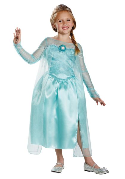 Disney Frozen Princess Elsa Deluxe Gown Costume, Blue - Girls Fairy Tale - Purim - Halloween Spirit - under $20 - Snow Queen