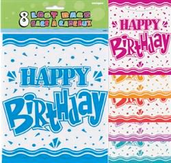 BOGO SALE - Happy Birthday Party Loot Bags, 8ct