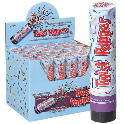 *Confetti Twist Poppers, 7.5in - 4 Poppers