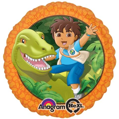 BOGO SALE - Go Diego Go! Round Foil Balloons with Green Dinosaur, 18in - Licensed