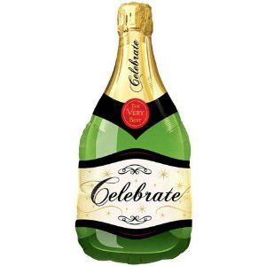 Celebrate, Champagne Bottle Super Shape Foil Balloon, 39in