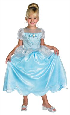 *Deluxe Disney Princess Cinderella Blue Dress Gown, Girls Small - Halloween Costumes