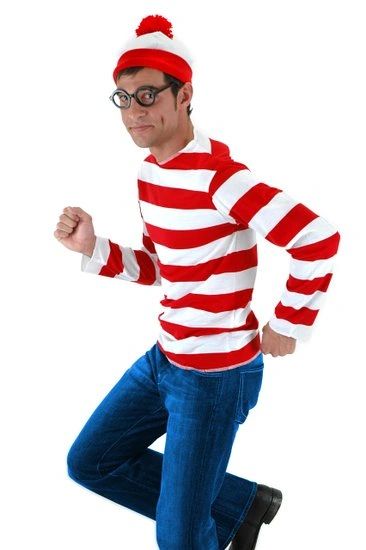 *Where's Waldo? Red & White Striped Shirt Costume, Men's - Halloween